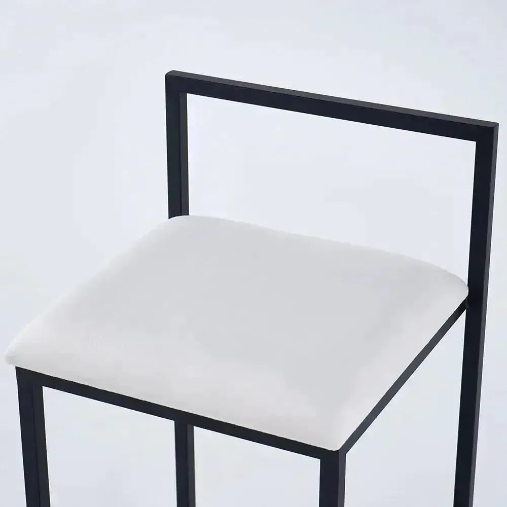 Girona - Tabouret de bar moderne en velours-Tabouret, Comptoir, Bar, Café, Réstaurant, Chaise, Table à Manger,-Maroc Design-Métal Noir-Noir-Maroc Design