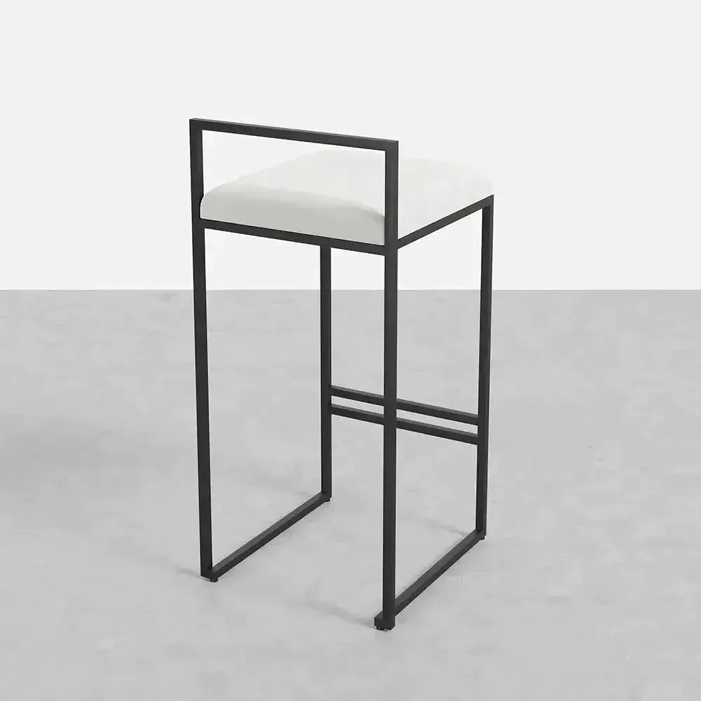 Girona - Tabouret de bar moderne en velours-Tabouret, Comptoir, Bar, Café, Réstaurant, Chaise, Table à Manger,-Maroc Design-Métal Noir-Noir-Maroc Design
