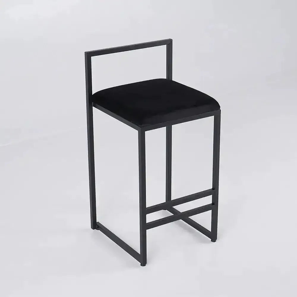 Girona - Tabouret de bar moderne en velours-Tabouret, Comptoir, Bar, Café, Réstaurant, Chaise, Table à Manger,-Maroc Design-Métal Noir-Noir-Maroc Design