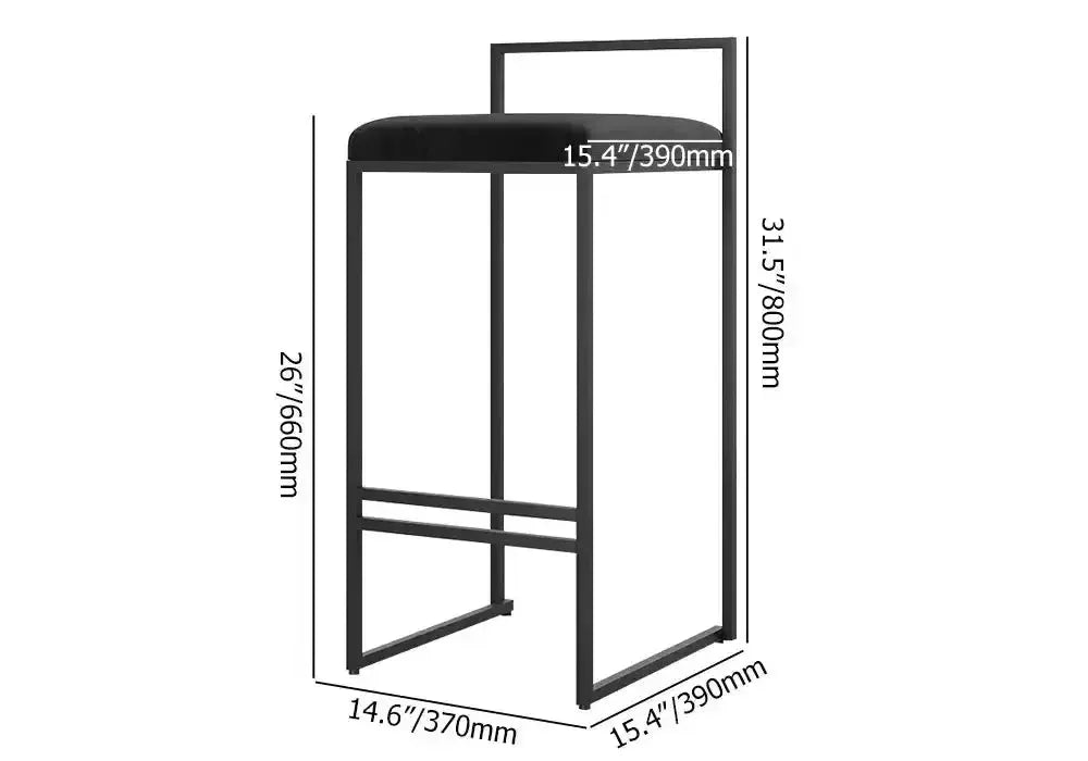 Girona - Tabouret de bar moderne en velours-Tabouret, Comptoir, Bar, Café, Réstaurant, Chaise, Table à Manger,-Maroc Design-Métal Noir-Noir-Maroc Design