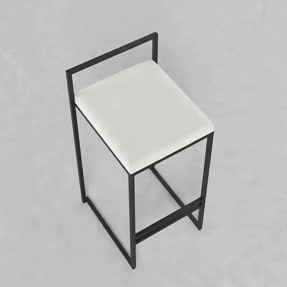 Girona - Tabouret de bar moderne en velours-Tabouret, Comptoir, Bar, Café, Réstaurant, Chaise, Table à Manger,-Maroc Design-Métal Noir-Noir-Maroc Design