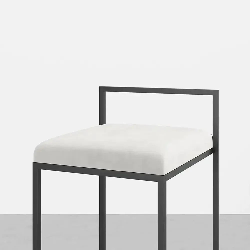 Girona - Tabouret de bar moderne en velours-Tabouret, Comptoir, Bar, Café, Réstaurant, Chaise, Table à Manger,-Maroc Design-Métal Noir-Noir-Maroc Design
