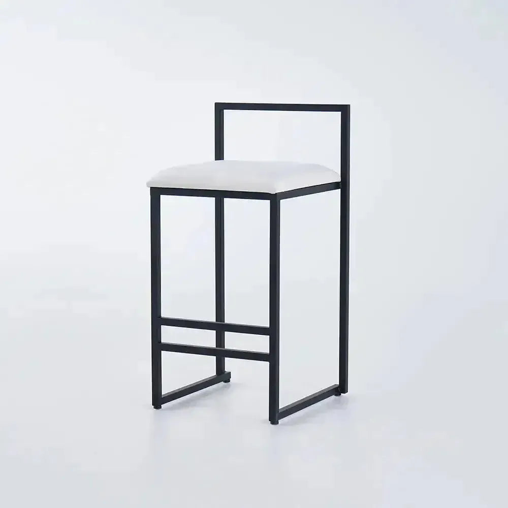 Girona - Tabouret de bar moderne en velours-Tabouret, Comptoir, Bar, Café, Réstaurant, Chaise, Table à Manger,-Maroc Design-Métal Noir-Noir-Maroc Design