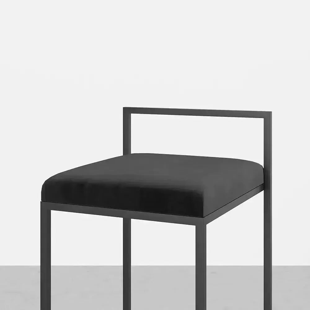 Girona - Tabouret de bar moderne en velours-Tabouret, Comptoir, Bar, Café, Réstaurant, Chaise, Table à Manger,-Maroc Design-Métal Noir-Noir-Maroc Design