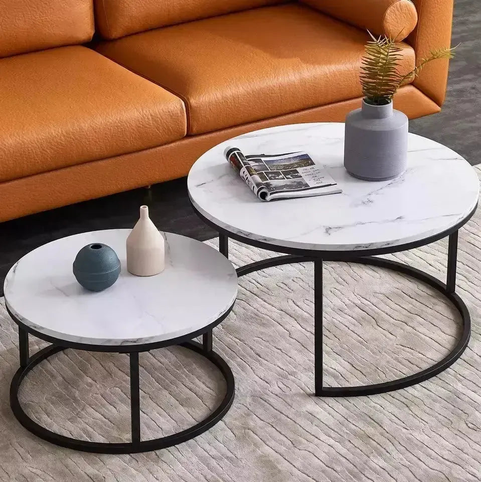 LUXURIA DUO DE TABLES BASSES – Élégance et Praticité pour Votre Espace de Vie-Table Basse Salon Séjour, table de chevet, Tables de coin, table gigogne-Maroc Design-Blanc-Maroc Design