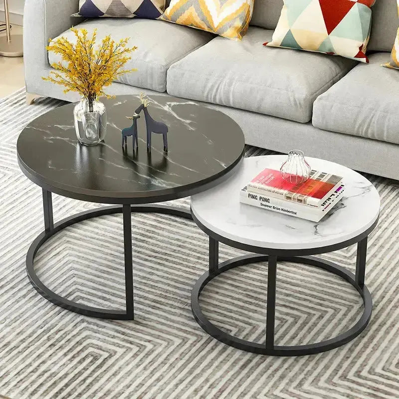 LUXURIA DUO DE TABLES BASSES – Élégance et Praticité pour Votre Espace de Vie-Table Basse Salon Séjour, table de chevet, Tables de coin, table gigogne-Maroc Design-Grand : Noir / Petit : Blanc-Maroc Design