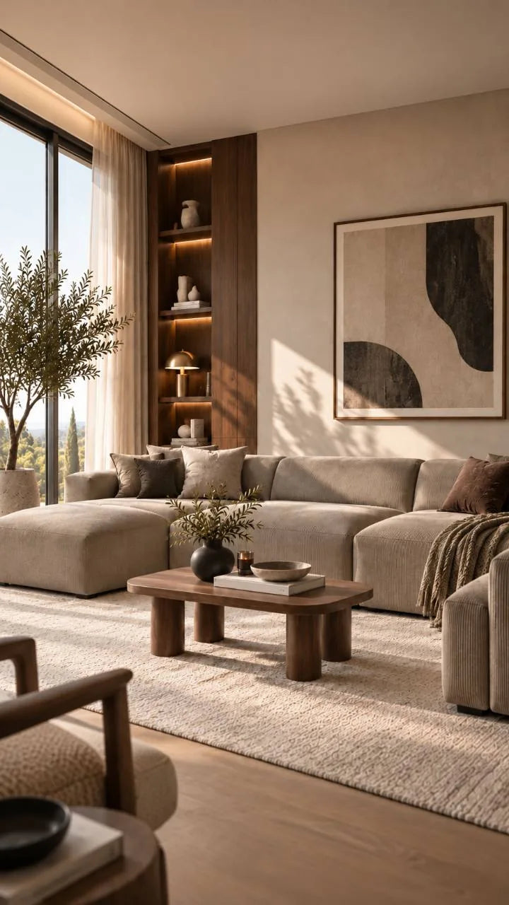 Canapé d’angle MELVANA dans un salon contemporain — Maroc Design