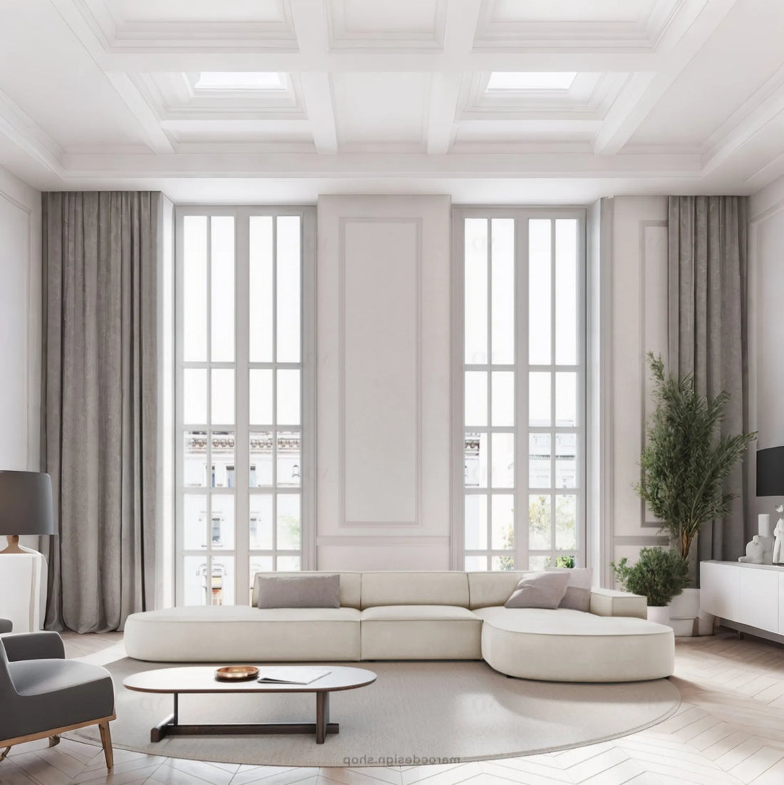 Canapé JODIE 4 places en velours beige foncé – Maroc Design