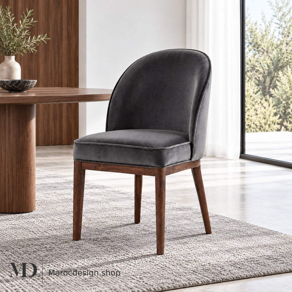 CHAISES Maroc Design — Chaise CORDOBA — Velours & Pieds Bois Massif, 6 Coloris