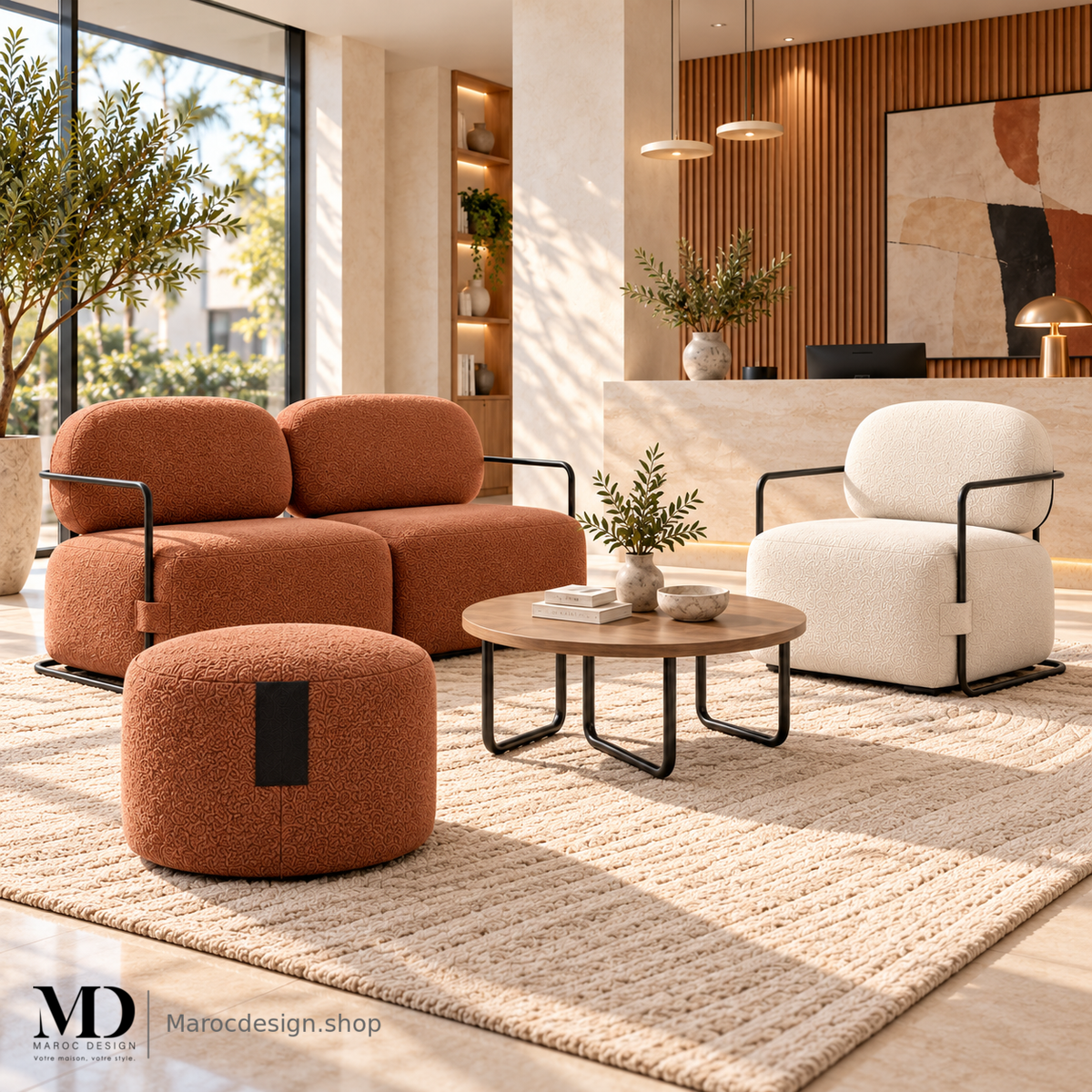 Pack KANO PRO terracotta et écru avec tapis grand format
