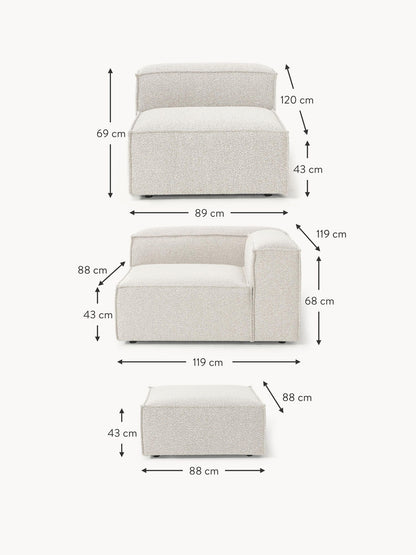 Canapé modulable 4 places en tissu bouclé avec pouf