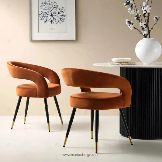 Chaise ARCHY velours, ambiance salle à manger – Maroc Design