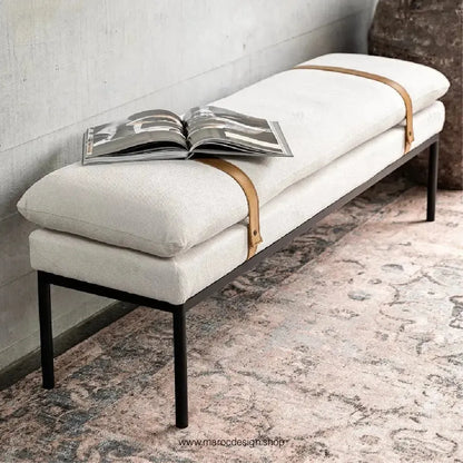 BAXTER Banc – Élégance et Confort en Tissu Crème par Maroc Design-Banc, Tabouret, Chambre, Réception-Maroc Design-Gris-Maroc Design
