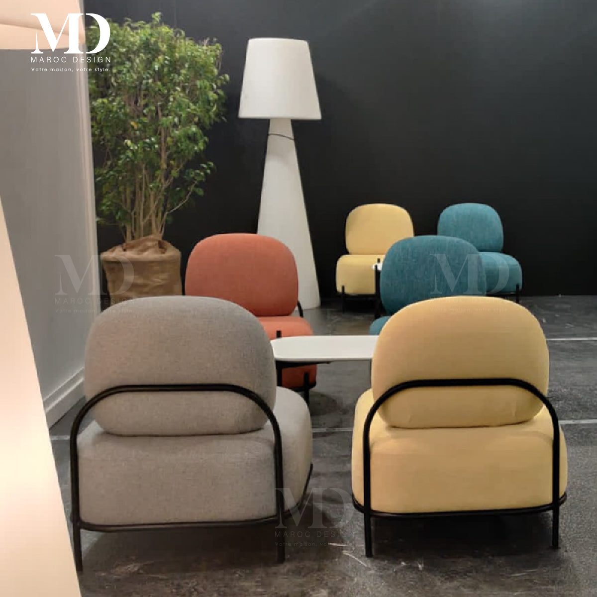 BISTO Collection  – Pack Canapé, Fauteuil et Pouf, Élégance et Confort par Maroc Design