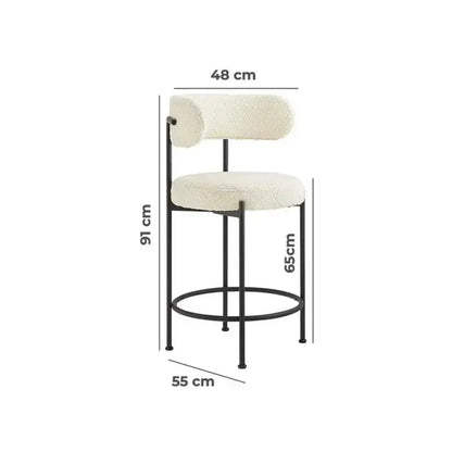CHAISY - Tabouret Chaise de bar salle à manger, comptoir ou cuisine bar-Table à Manger, Chaises, Tabouret, Bar, Comptoire-Maroc Design-Blanc-Velour-Maroc Design