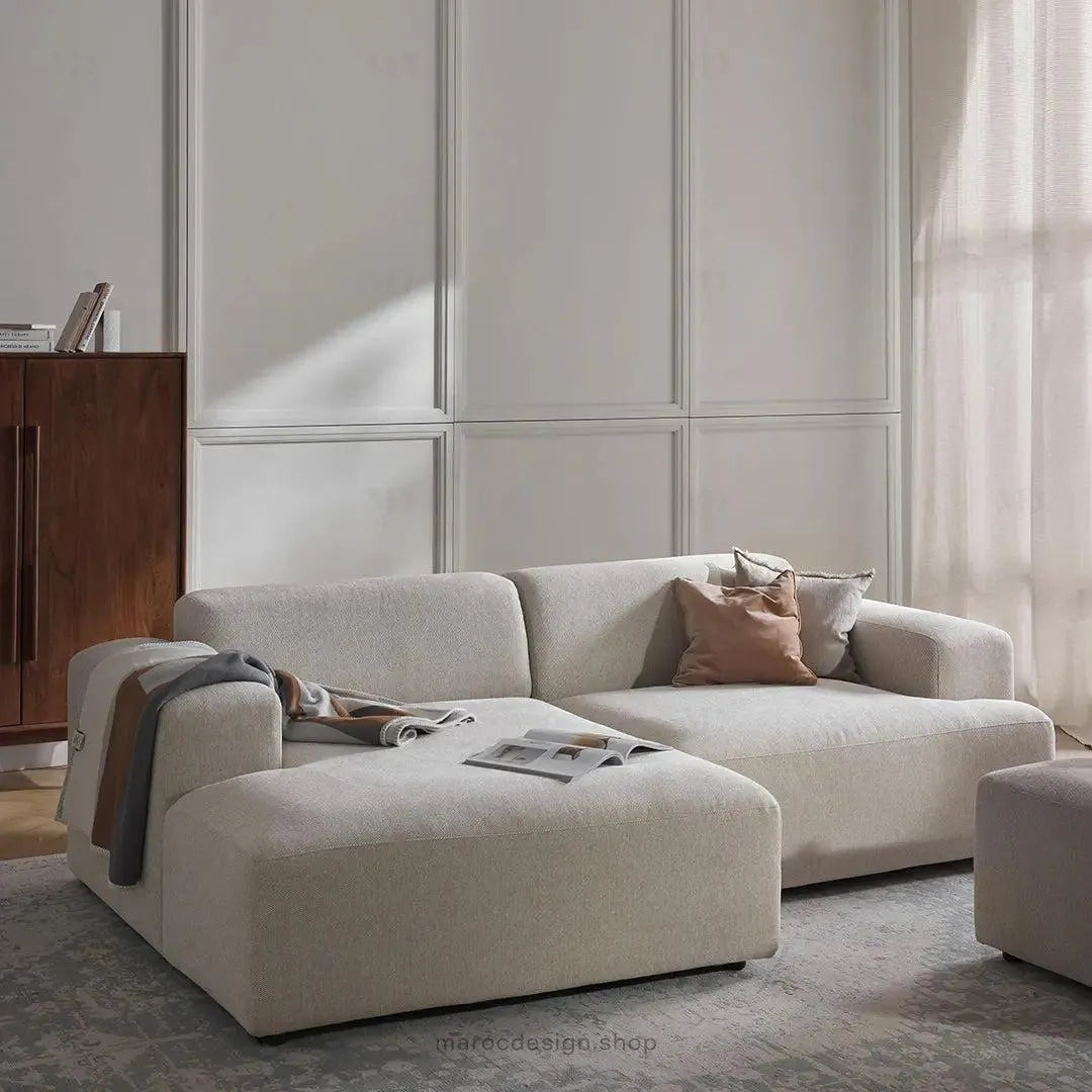 Canapé 2 Places XL MELVANA – Beige Clair Modulaire | Maroc Design-canapé, fauteil, Pouf, Meridienne-Maroc Design-Maroc Design