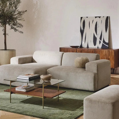 Canapé 2 Places XL MELVANA – Beige Modulaire | Maroc Design-canapé, fauteil, Pouf, Meridienne-Maroc Design-Maroc Design