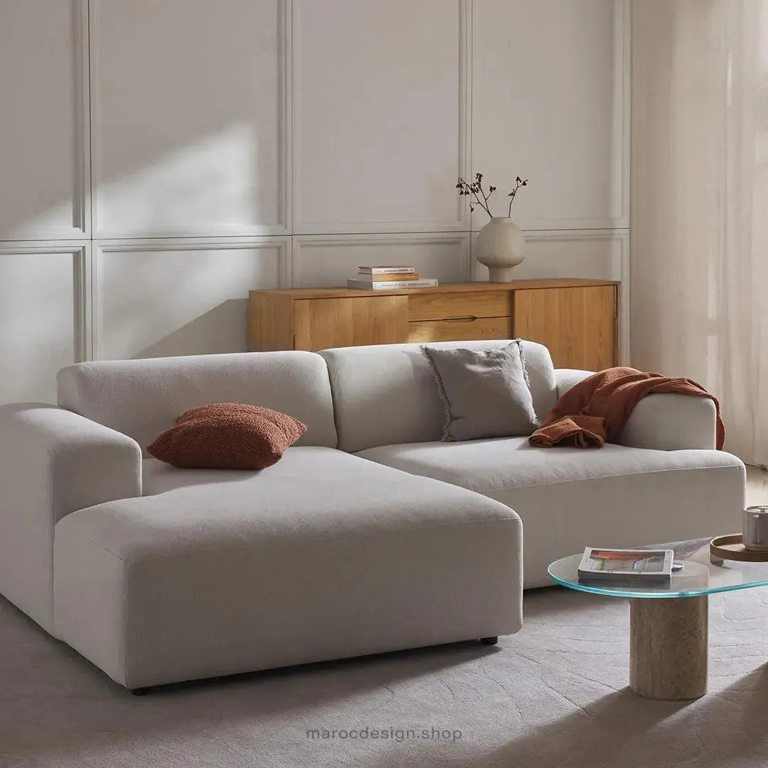 Canapé 2 Places XL MELVANA – Blanc Cassé Modulaire | Maroc Design-canapé, fauteil, Pouf, Meridienne-Maroc Design-Maroc Design