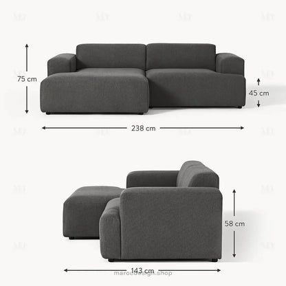 Canapé 2 Places XL MELVANA – Gris Anthracite Modulaire | Maroc Desig-canapé, fauteil, Pouf, Meridienne-Maroc Design-Maroc Design