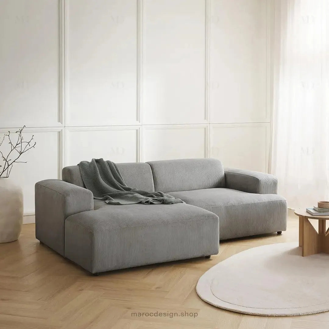 Canapé 2 Places XL MELVANA – Gris Clair Modulaire | Maroc Design-canapé, fauteil, Pouf, Meridienne-Maroc Design-Maroc Design
