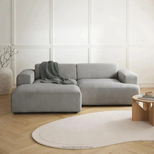 Canapé 2 Places XL MELVANA – Gris Clair Modulaire | Maroc Design-canapé, fauteil, Pouf, Meridienne-Maroc Design-Maroc Design