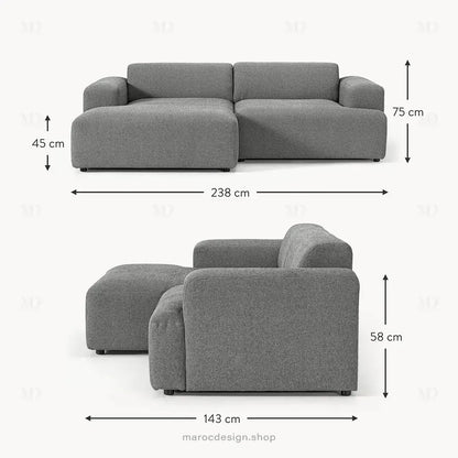 Canapé 2 Places XL MELVANA – Gris Foncé | Maroc Design-canapé, fauteil, Pouf, Meridienne-Maroc Design-Maroc Design