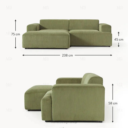 Canapé 2 Places XL MELVANA – Vert Olive Modulaire | Maroc Design-canapé, fauteil, Pouf, Meridienne-Maroc Design-Maroc Design