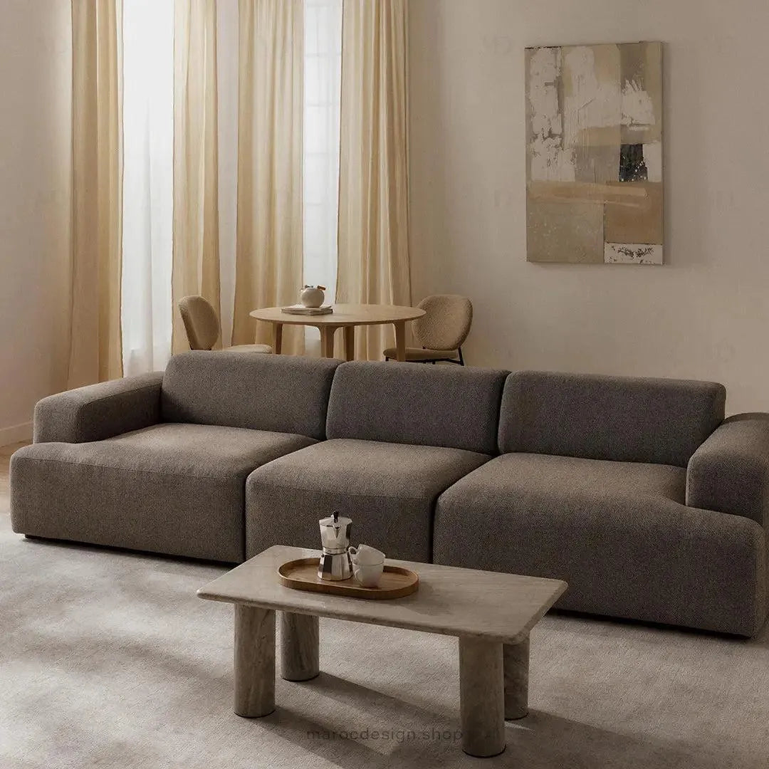 Canapé 3 Places Droit MELVANA – Grège | Maroc Design-canapé, fauteil, Pouf, Meridienne-Maroc Design-Sans Pouf-Maroc Design