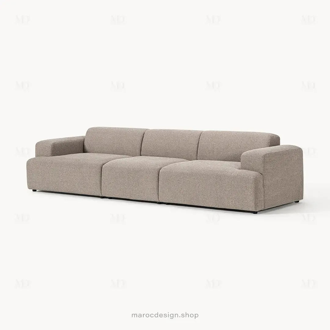 Canapé 3 Places Droit MELVANA – Grège | Maroc Design-canapé, fauteil, Pouf, Meridienne-Maroc Design-Sans Pouf-Maroc Design