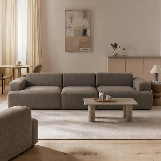Canapé 3 Places Droit MELVANA – Grège | Maroc Design-canapé, fauteil, Pouf, Meridienne-Maroc Design-Sans Pouf-Maroc Design