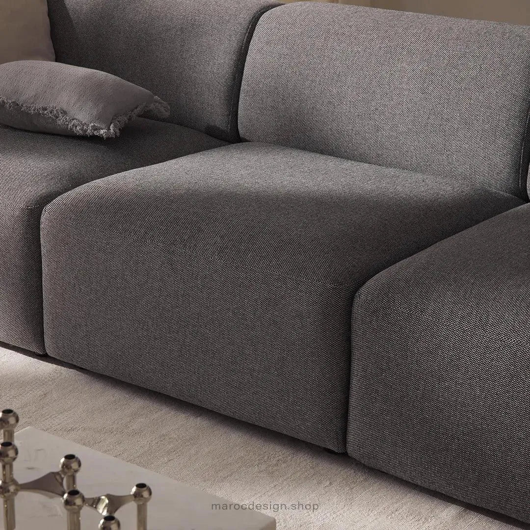 Canapé 3 Places Droit MELVANA – Gris Souris | Élégance & Confort | Maroc Design-canapé, fauteil, Pouf, Meridienne-Maroc Design-Sans Pouf-Maroc Design