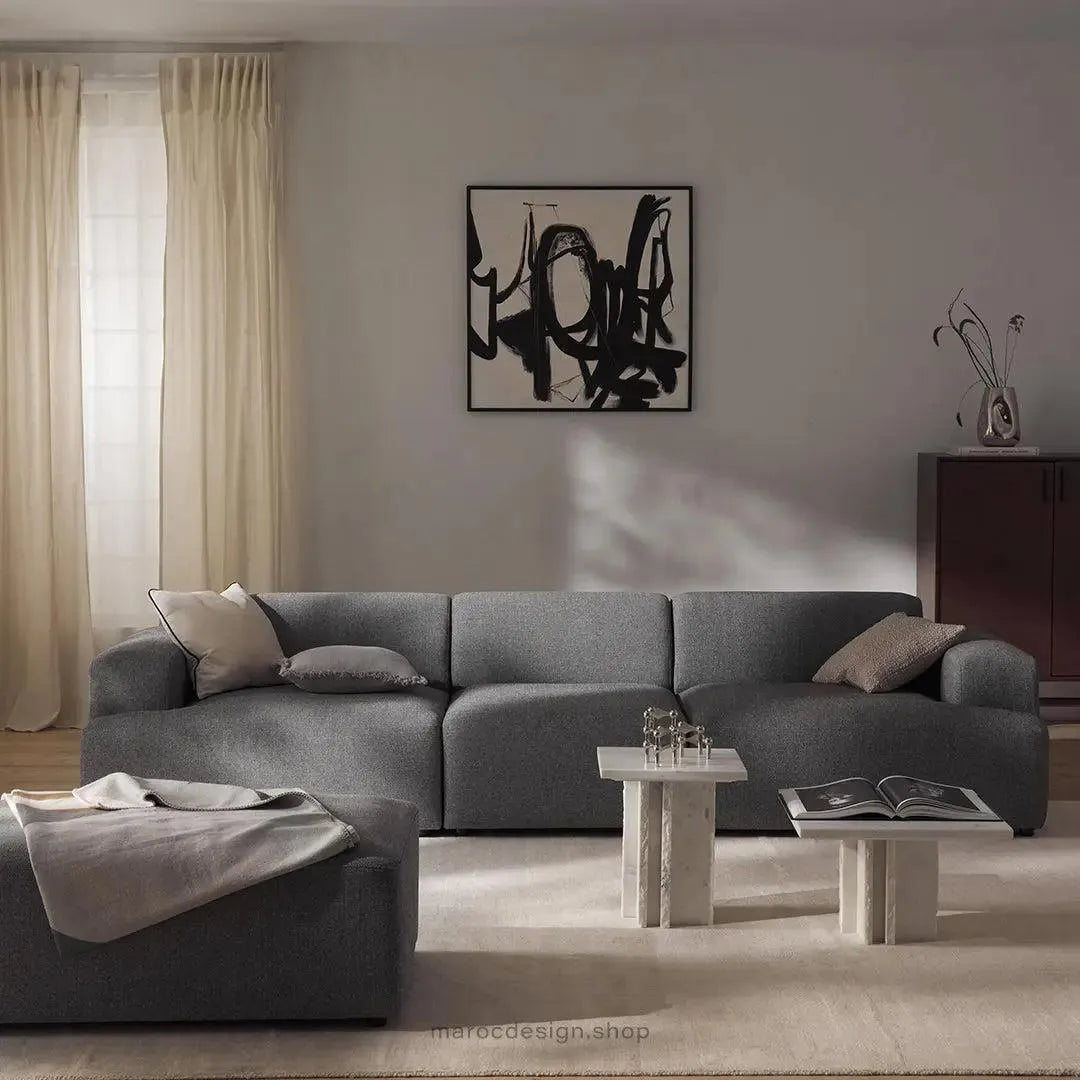 Canapé 3 Places Droit MELVANA – Gris Souris | Élégance & Confort | Maroc Design-canapé, fauteil, Pouf, Meridienne-Maroc Design-Sans Pouf-Maroc Design