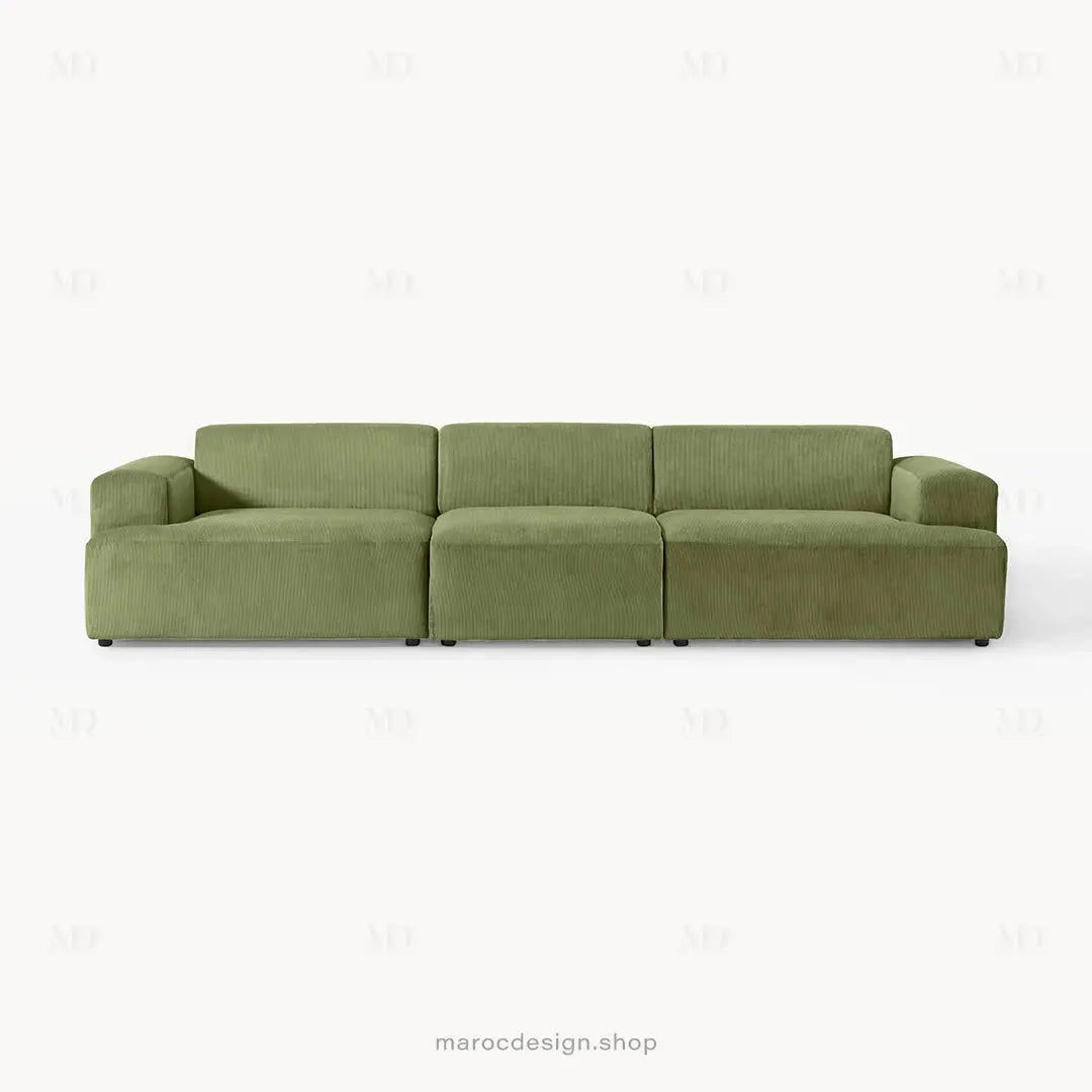 Canapé 3 Places Droit MELVANA – Vert Olive | Maroc Design-canapé, fauteil, Pouf, Meridienne-Maroc Design-Sans Pouf-Maroc Design