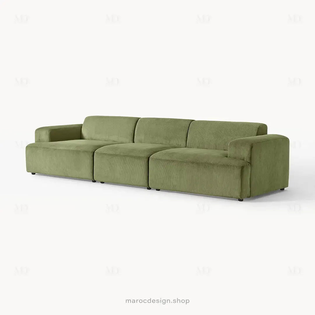 Canapé 3 Places Droit MELVANA – Vert Olive | Maroc Design-canapé, fauteil, Pouf, Meridienne-Maroc Design-Sans Pouf-Maroc Design