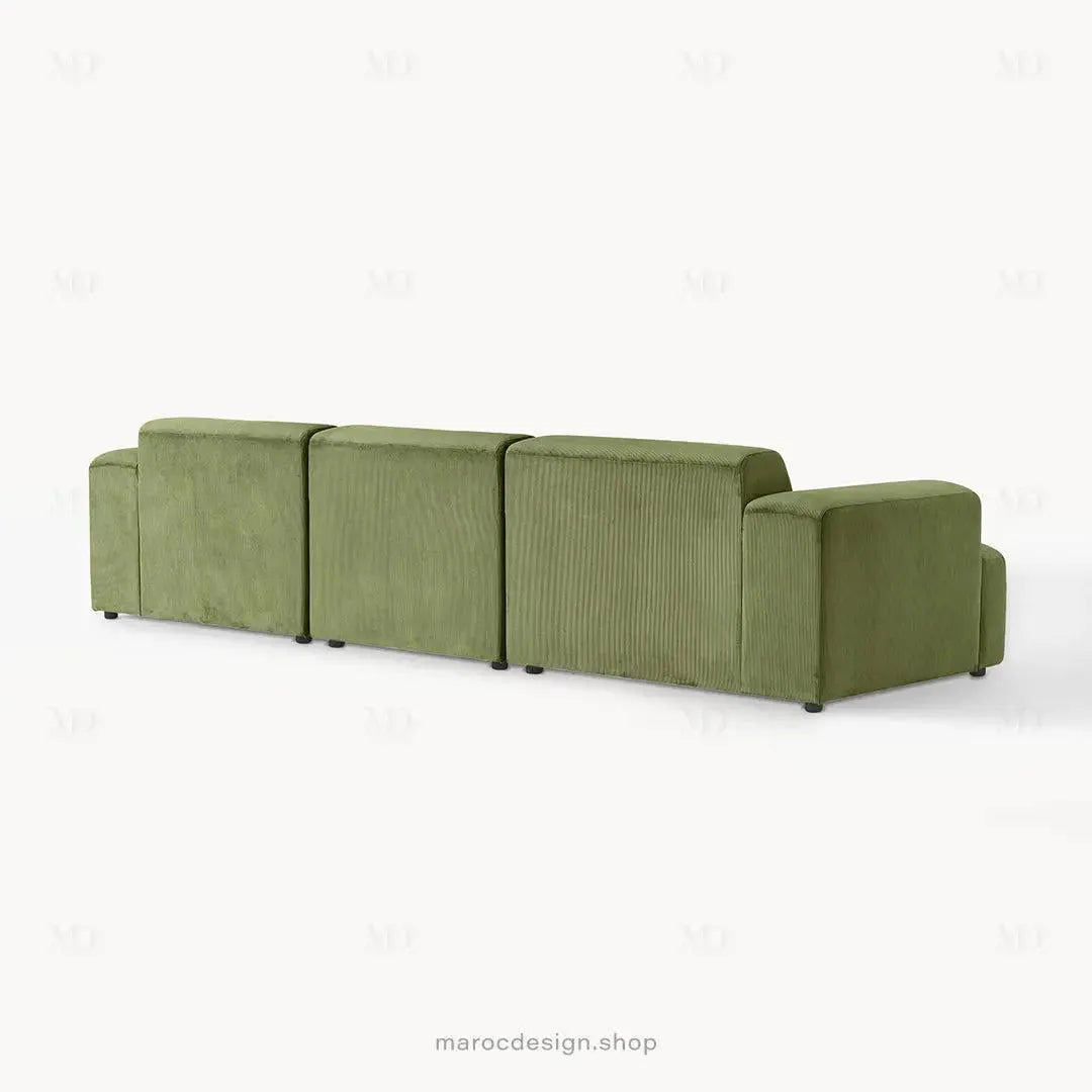 Canapé 3 Places Droit MELVANA – Vert Olive | Maroc Design-canapé, fauteil, Pouf, Meridienne-Maroc Design-Sans Pouf-Maroc Design