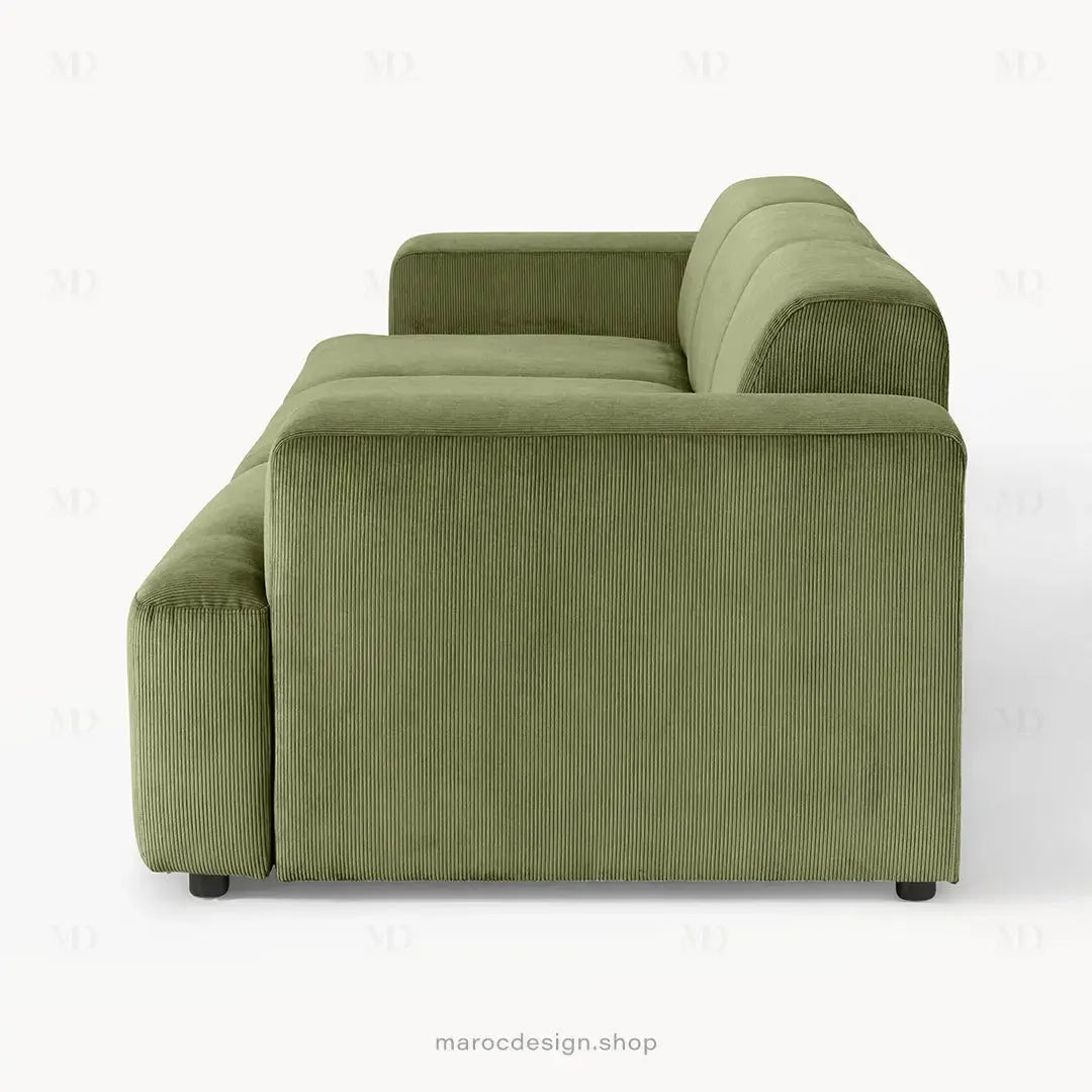 Canapé 3 Places Droit MELVANA – Vert Olive | Maroc Design-canapé, fauteil, Pouf, Meridienne-Maroc Design-Sans Pouf-Maroc Design