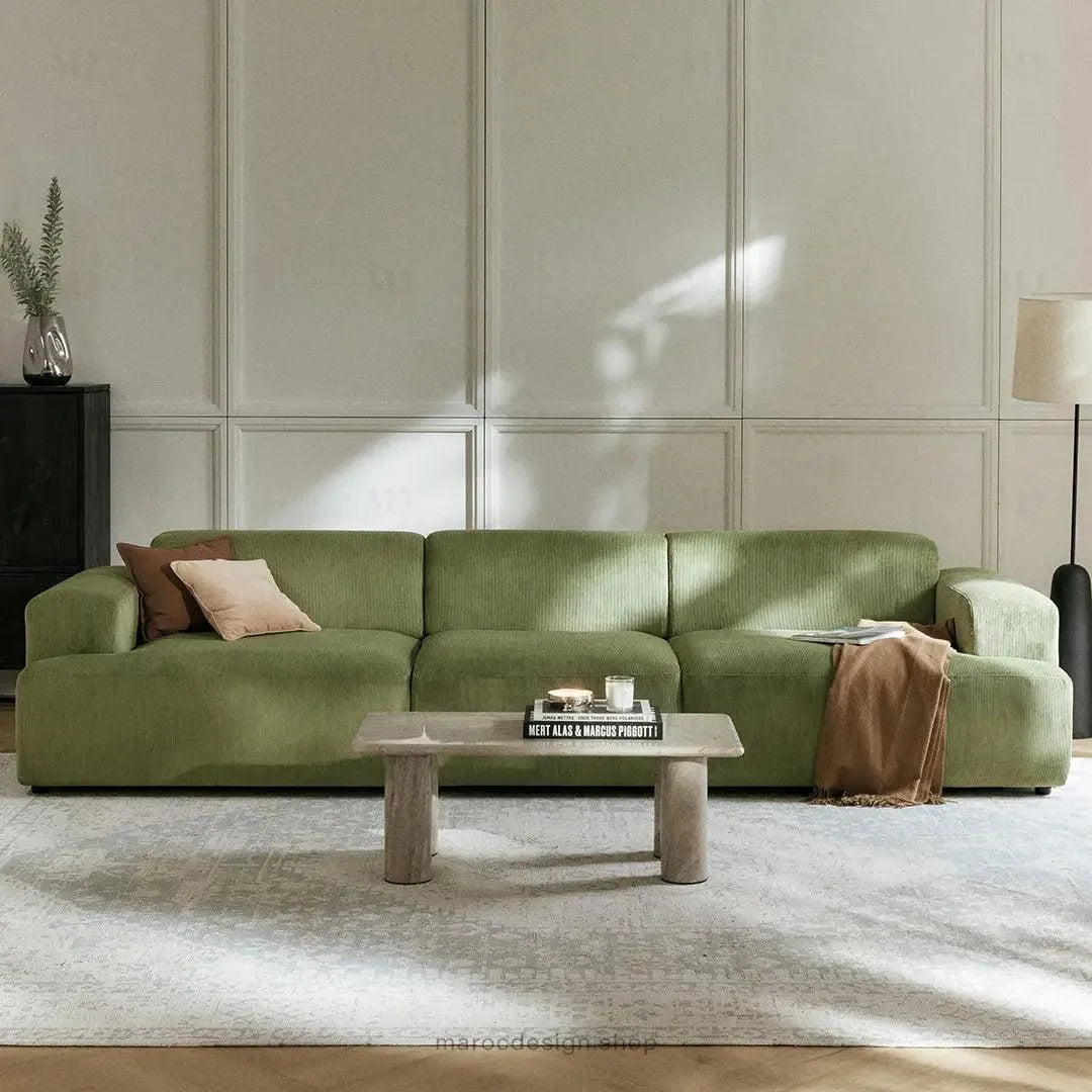 Canapé 3 Places Droit MELVANA – Vert Olive | Maroc Design-canapé, fauteil, Pouf, Meridienne-Maroc Design-Sans Pouf-Maroc Design