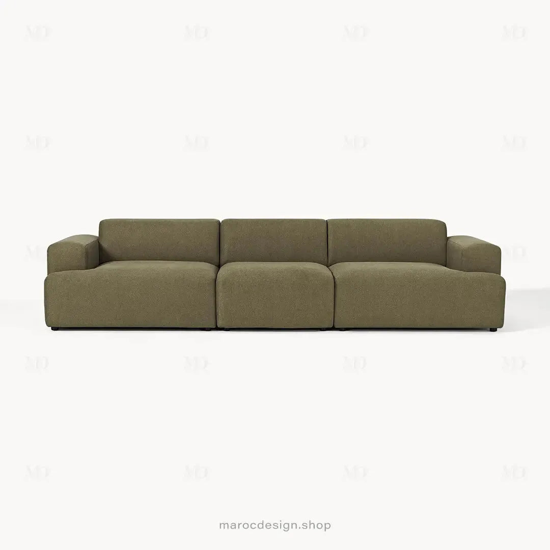 Canapé 3 Places Droit MELVANA – Vert Solitaire | Maroc Design-canapé, fauteil, Pouf, Meridienne-Maroc Design-Sans Pouf-Maroc Design