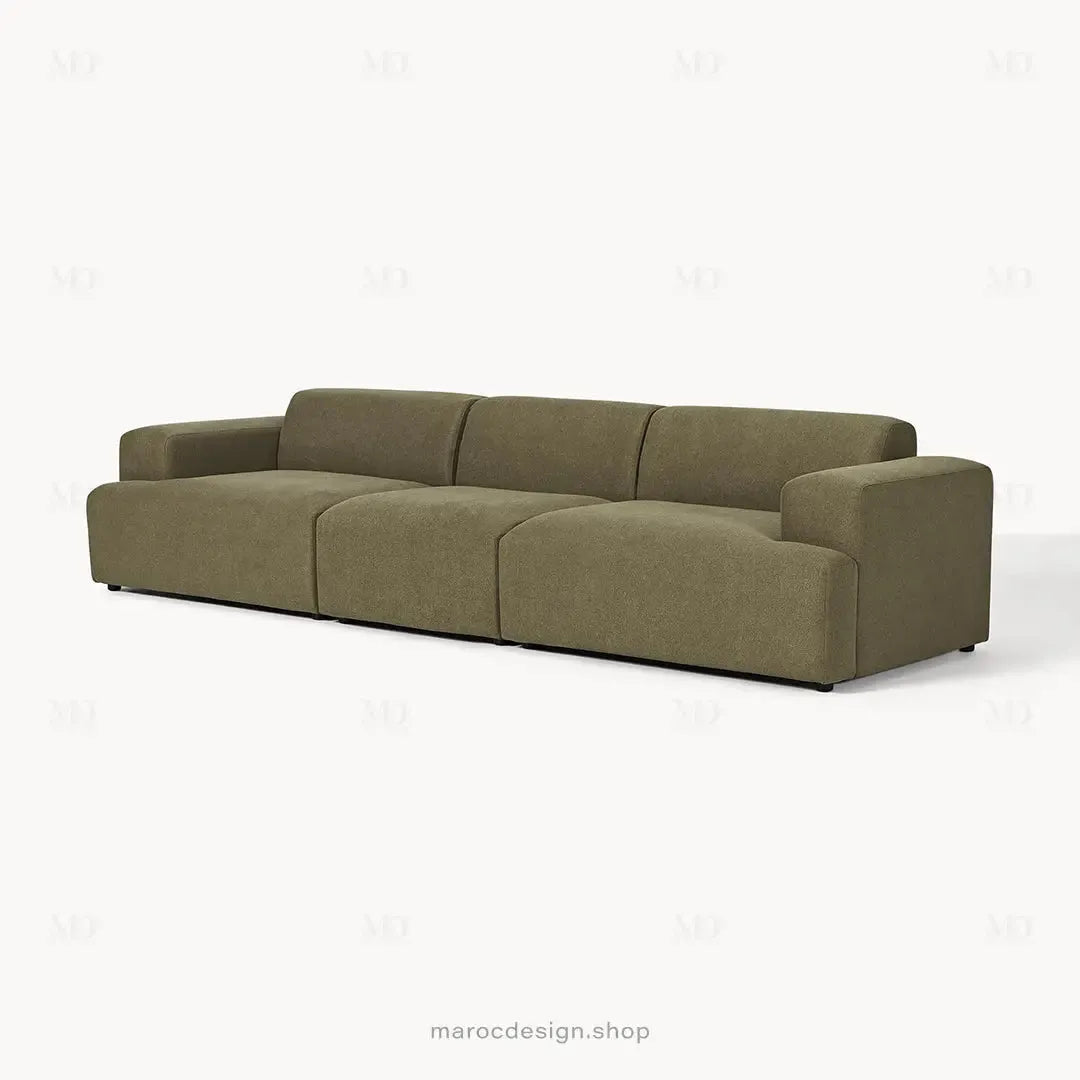 Canapé 3 Places Droit MELVANA – Vert Solitaire | Maroc Design-canapé, fauteil, Pouf, Meridienne-Maroc Design-Sans Pouf-Maroc Design