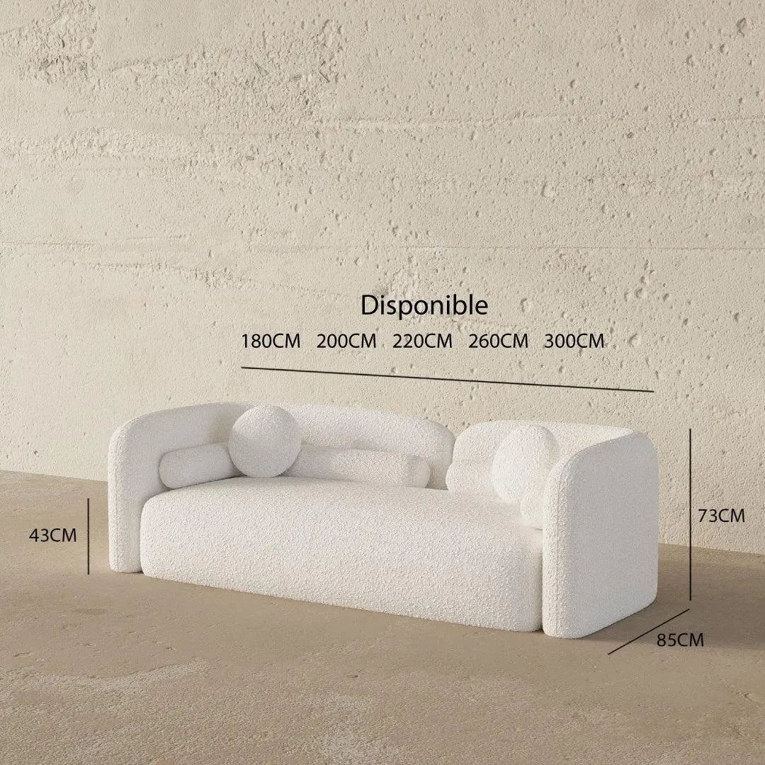 Canapé DIZER Maroc Design – Canapé Moderne en Tissu Bouclette Blanc pour Salon Élégant et Confortable | Maroc Design-canapé, fauteil, Meridienne,-Maroc Design-180cm-Maroc Design