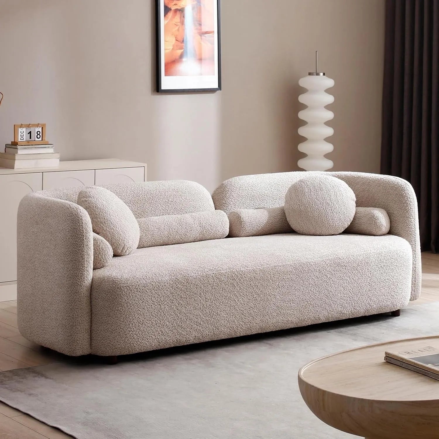 Canapé DIZER Maroc Design – Canapé Moderne en Tissu Bouclette Blanc pour Salon Élégant et Confortable | Maroc Design-canapé, fauteil, Meridienne,-Maroc Design-180cm-Maroc Design