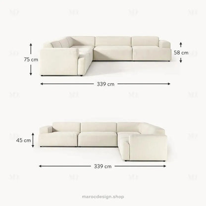Canapé L MELVANA 5 PLACES XXL Blanc Crème – Modulable | Maroc Design-canapé, fauteil, Pouf, Meridienne-Maroc Design-Maroc Design