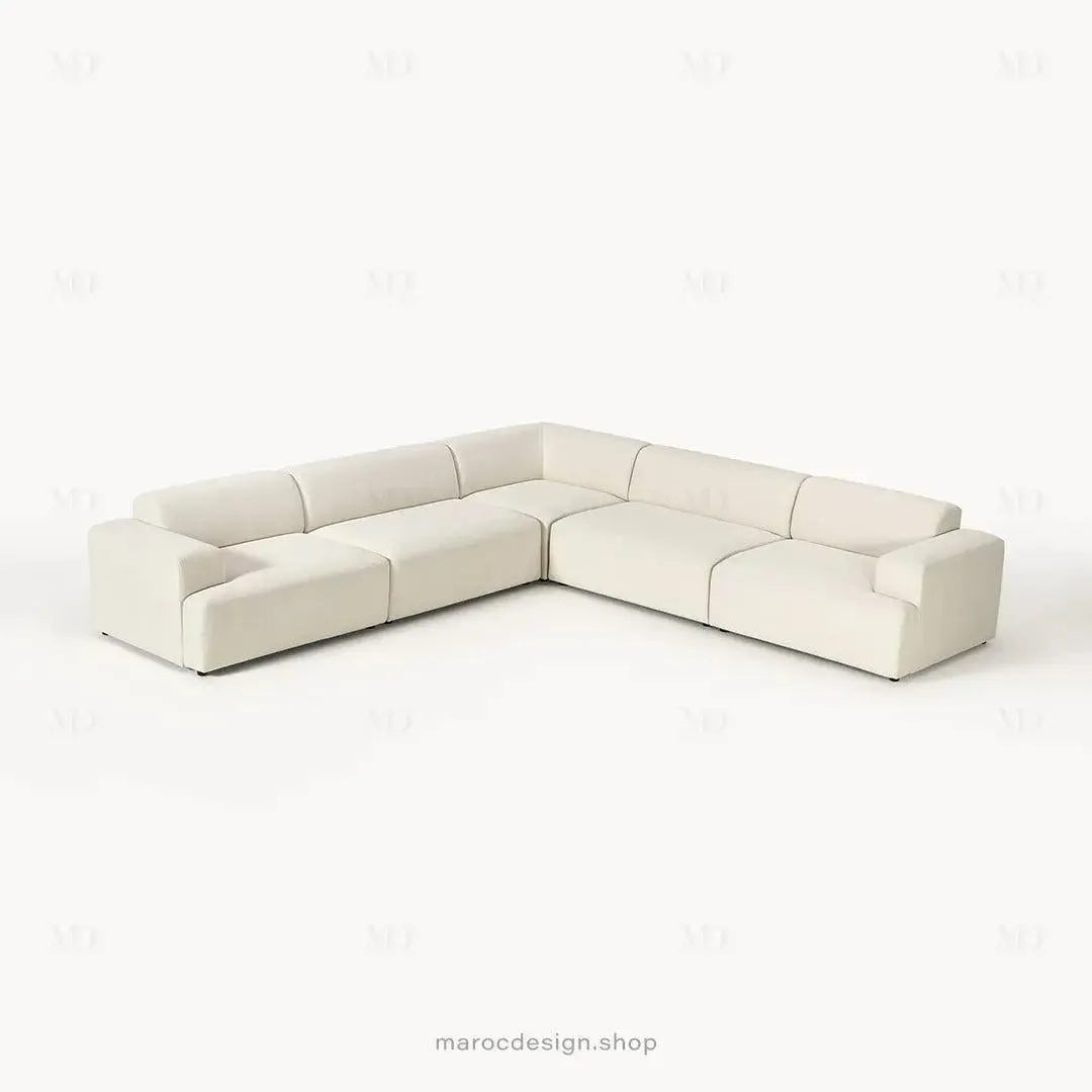 Canapé L MELVANA 5 PLACES XXL Blanc Crème – Modulable | Maroc Design-canapé, fauteil, Pouf, Meridienne-Maroc Design-Maroc Design