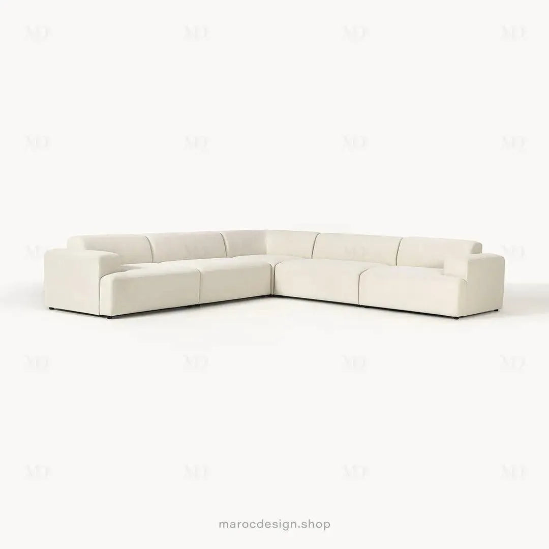 Canapé L MELVANA 5 PLACES XXL Blanc Crème – Modulable | Maroc Design-canapé, fauteil, Pouf, Meridienne-Maroc Design-Maroc Design