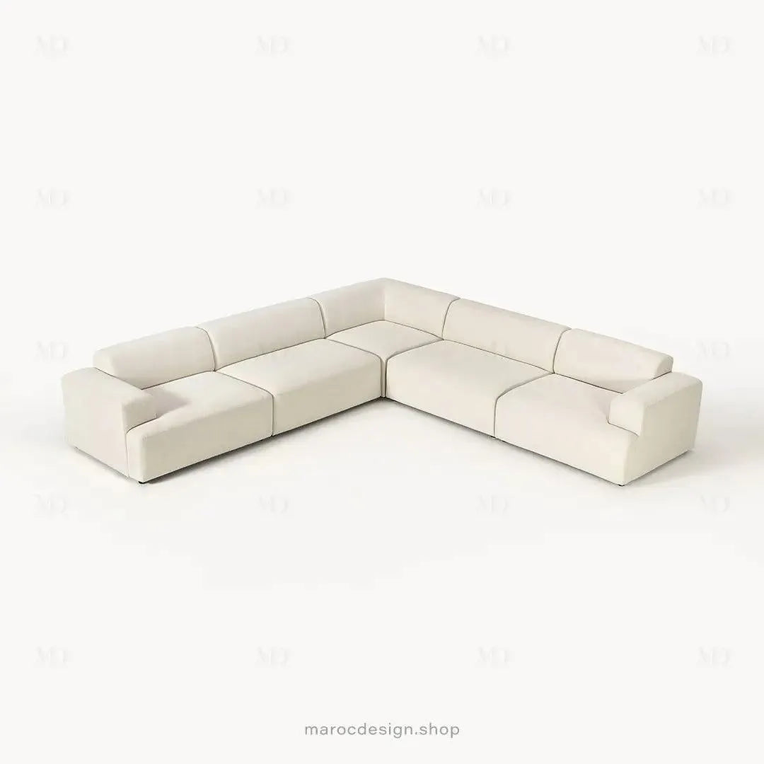 Canapé L MELVANA 5 PLACES XXL Blanc Crème – Modulable | Maroc Design-canapé, fauteil, Pouf, Meridienne-Maroc Design-Maroc Design