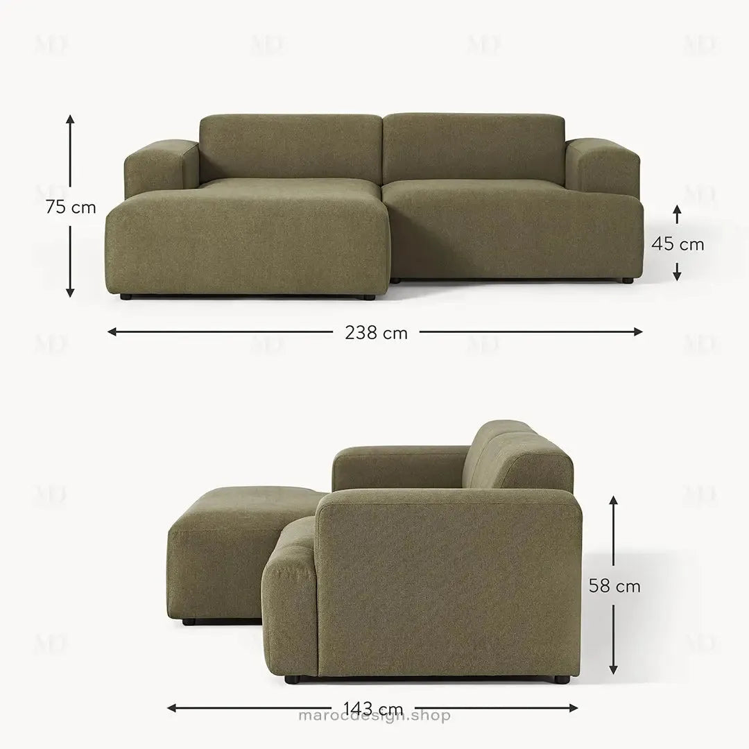 Canapé MELVANA 2 Places XL – Vert Solitaire | Maroc Design-canapé, fauteil, Pouf, Meridienne-Maroc Design-Maroc Design