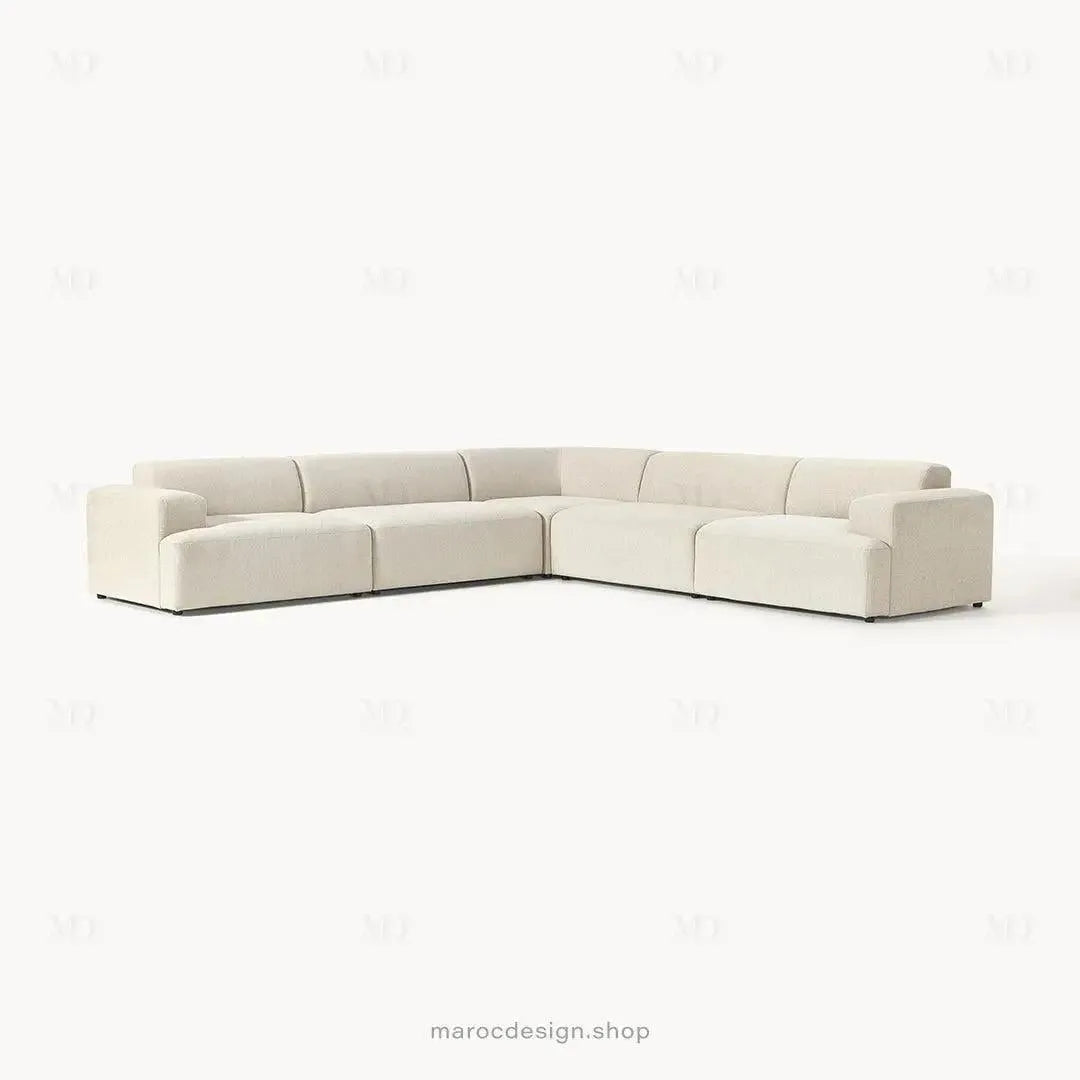 Canapé MELVANA 5 PLACES XXL Blanc-Cassé – Confort et Élégance | Maroc Design-canapé, fauteil, Pouf, Meridienne-Maroc Design-Maroc Design