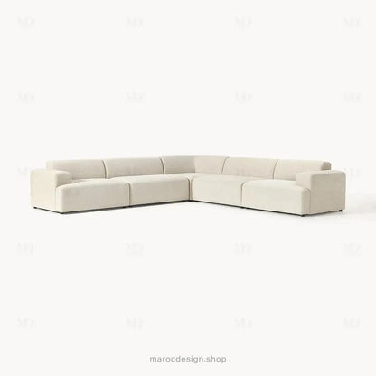 Canapé MELVANA 5 PLACES XXL Blanc-Cassé – Confort et Élégance | Maroc Design-canapé, fauteil, Pouf, Meridienne-Maroc Design-Maroc Design
