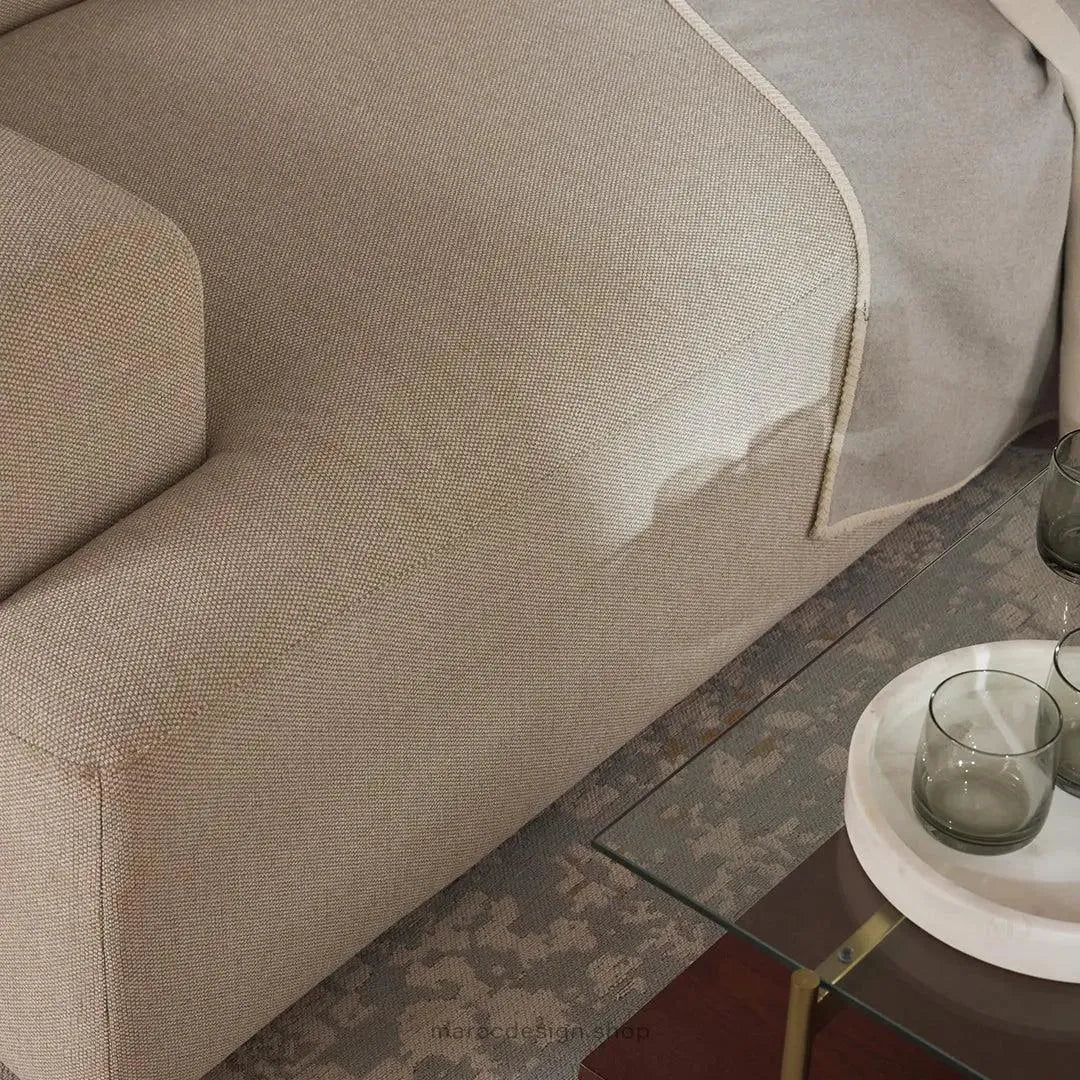 Canapé MELVANA 5 PLACES XXL Blanc-Cassé – Confort et Élégance | Maroc Design-canapé, fauteil, Pouf, Meridienne-Maroc Design-Maroc Design