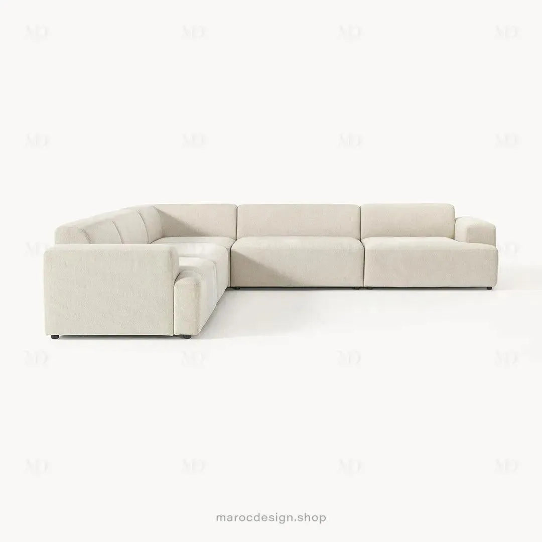 Canapé MELVANA 5 PLACES XXL Blanc-Cassé – Confort et Élégance | Maroc Design-canapé, fauteil, Pouf, Meridienne-Maroc Design-Maroc Design